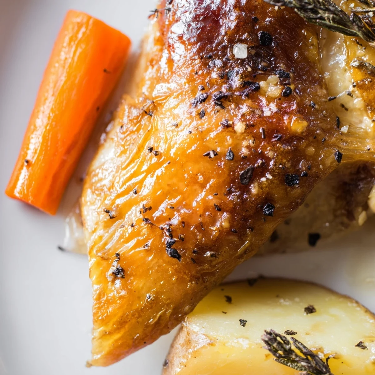 Classic family-style Chicken Dinner Roast with juicy meat and colorful vegetables ready to carve.