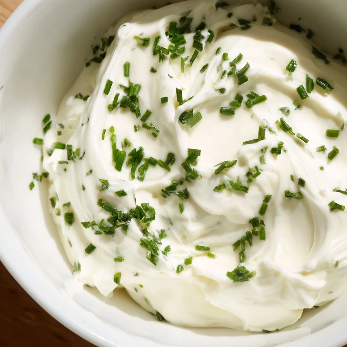 Creamy Snack Dip is served chilled in a rustic bowl, garnished with fresh chives and parsley.