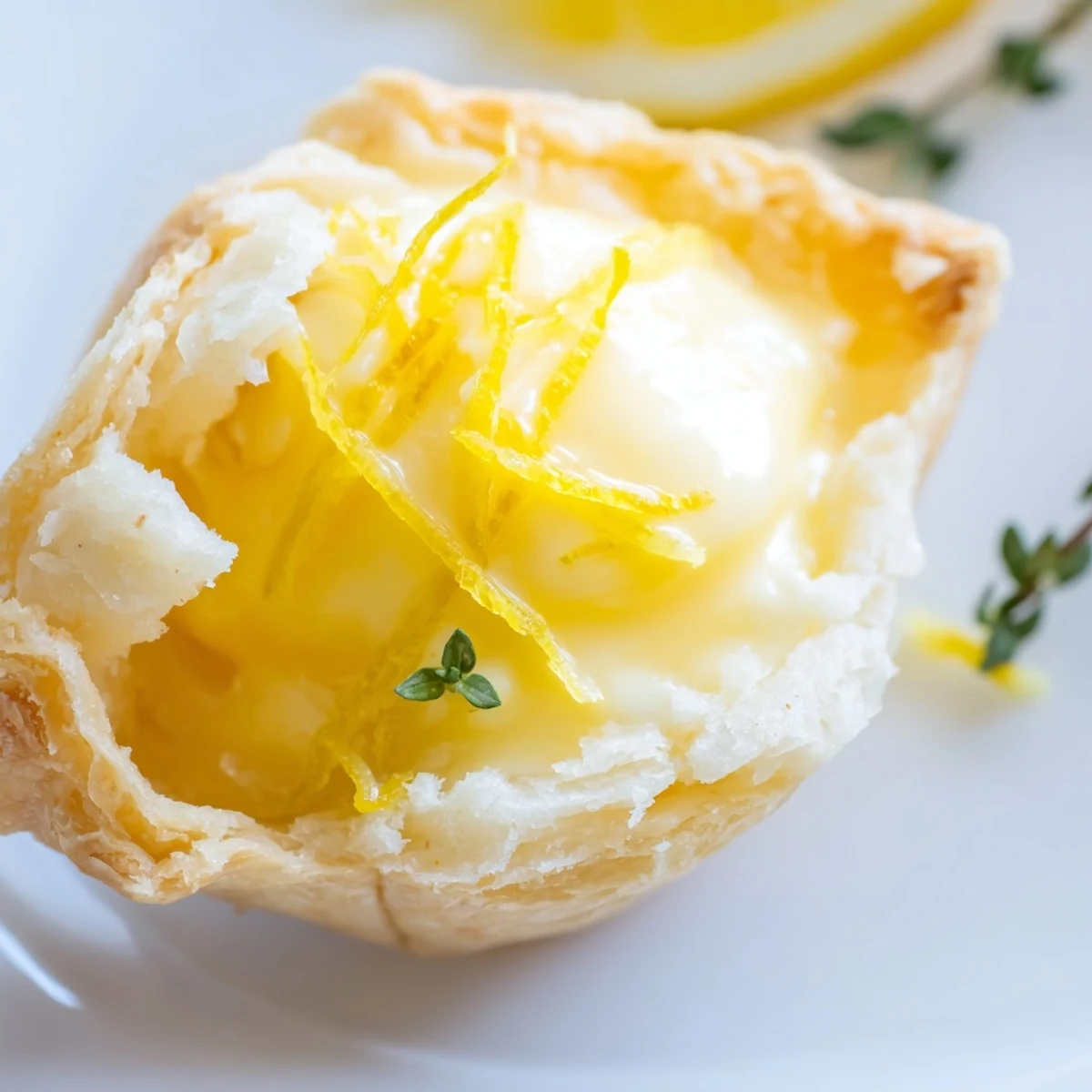 Freshly baked Lemon Appetizer Tarts served warm with a dusting of zest on a rustic board.
