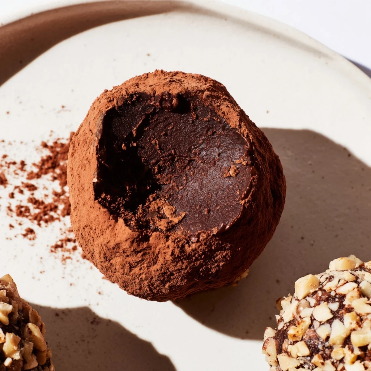 Decadent dark chocolate truffles arranged in a box, perfect for gifting or a sweet indulgence.