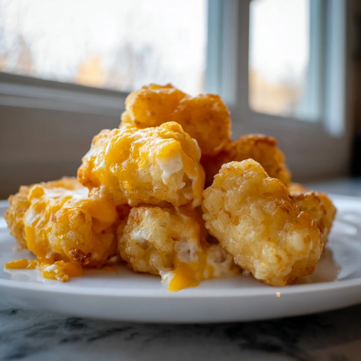 Golden-brown, crispy tater tots blanket the hearty Game Day Tater Tot Casserole, promising a cheesy, savory bite.  