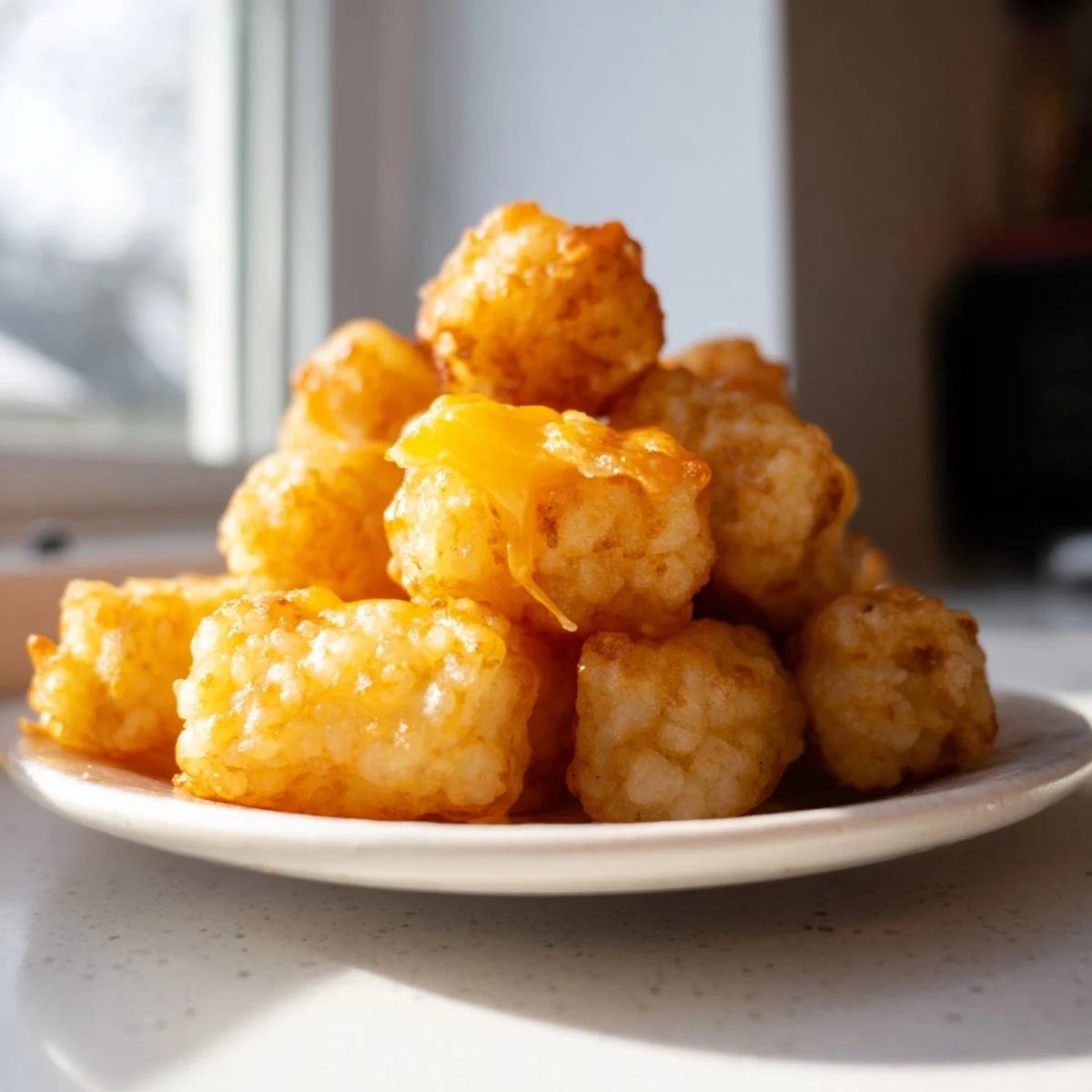 Fresh parsley garnishes the bubbling Game Day Tater Tot Casserole, highlighting the golden, crunchy tater tot topping.