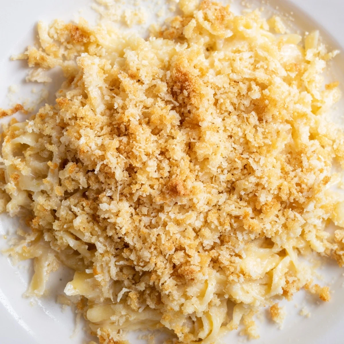 Family-style serving of Chicken Noodle Casserole, garnished with parsley, paired with a green salad on the side.