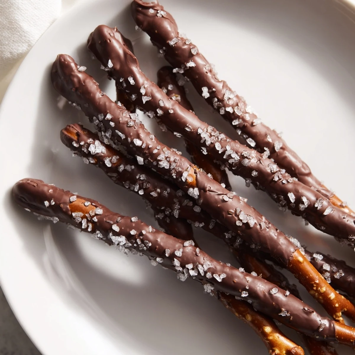Sweet and salty chocolate dipped pretzels ready to cool, perfect for snacking or gifting at festive parties.