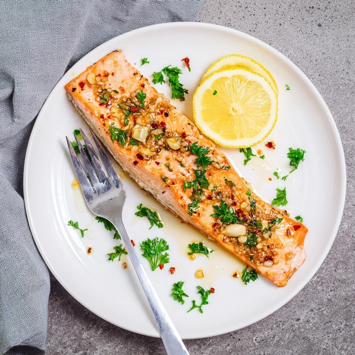 Perfectly flaky Baked Salmon with Honey Garlic Glaze paired with roasted asparagus for an elegant, easy weeknight dinner.