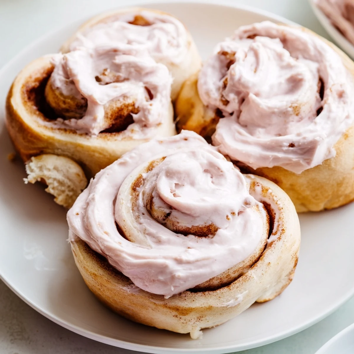 A close-up of Sweetheart Cinnamon Rolls, showing the soft, pillowy texture and swirls of sweet cinnamon sugar filling.
