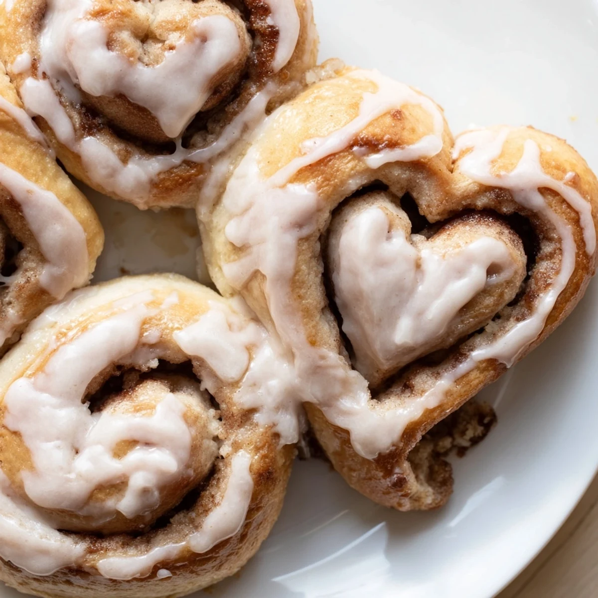 Warm Sweetheart Cinnamon Rolls with a luscious pink drizzle, perfect for sharing on a romantic dessert table.