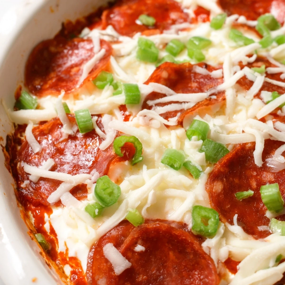 Baked in a skillet, the Game Day Pepperoni Pizza Dip features melted mozzarella and robust beef pepperoni.