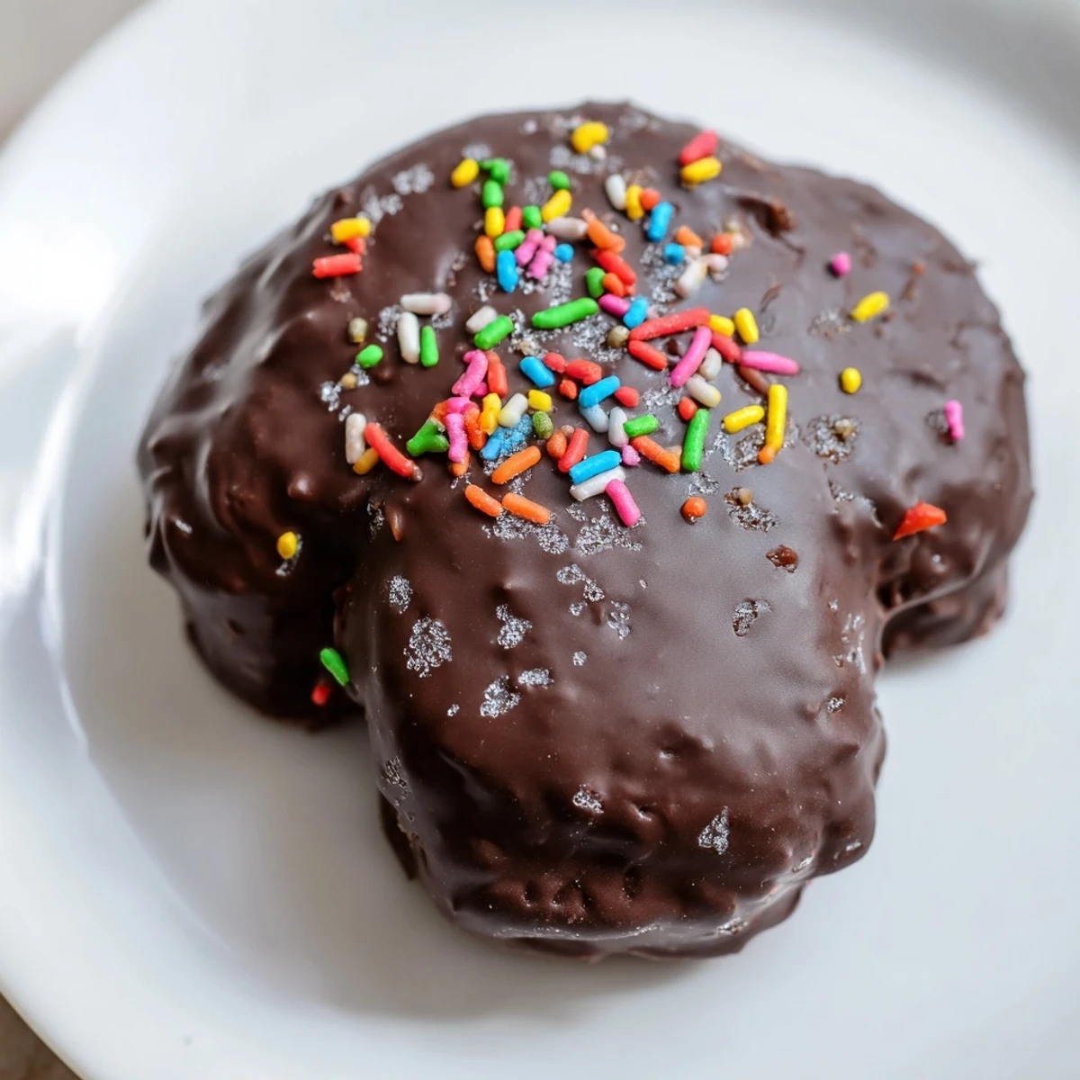 A close-up view of chocolate coated Peeps with a glossy finish and optional crushed nuts, ideal for holiday dessert trays.