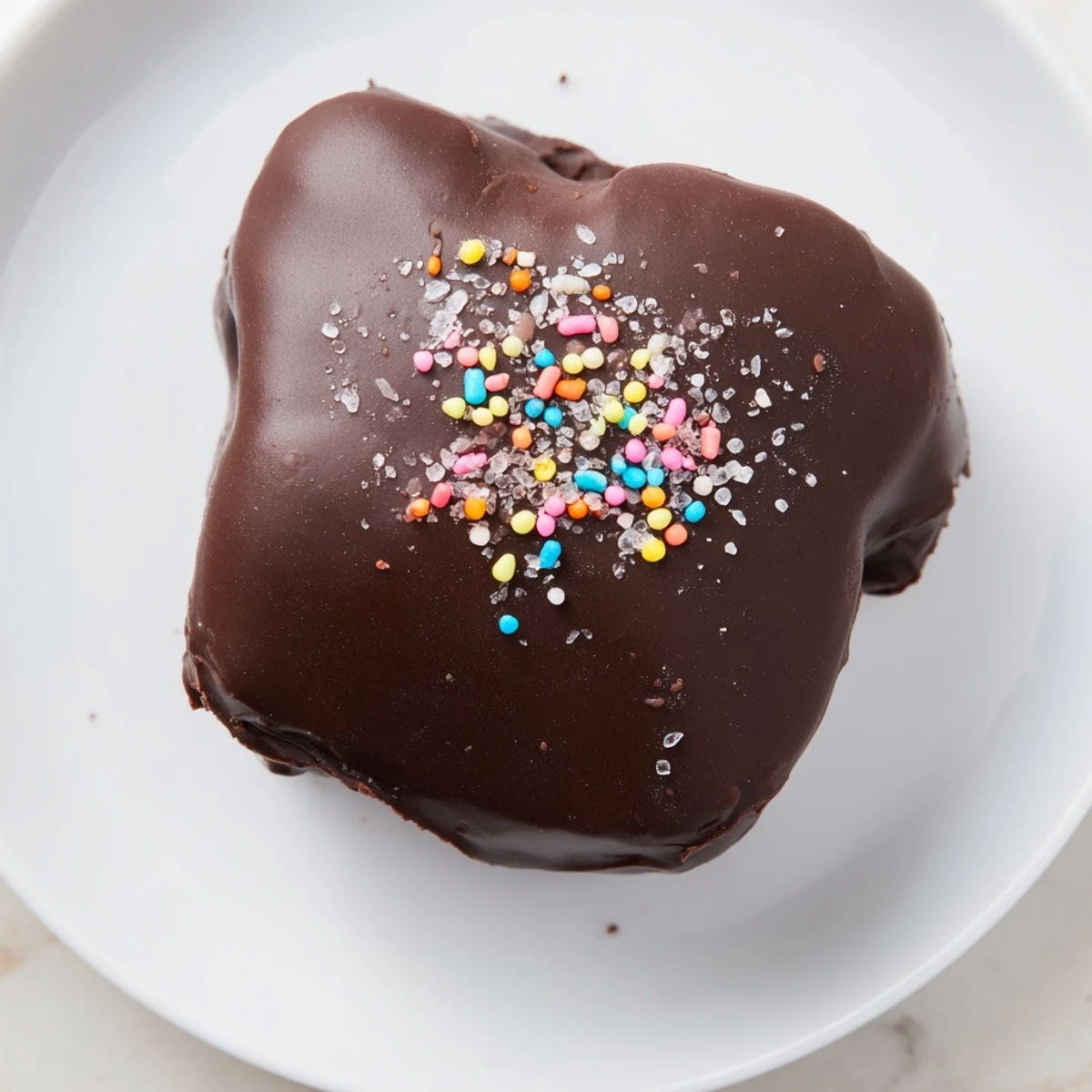 Chocolate covered Peeps arranged on a white plate with colorful sprinkles and a glass of milk, perfect for Easter celebrations.
