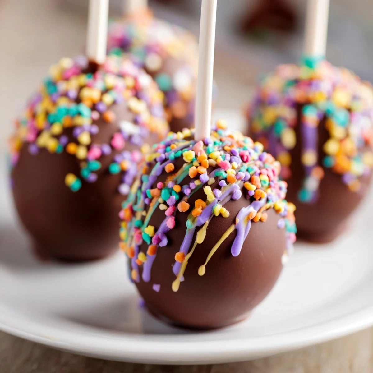 Handheld Easter Egg Cake Pops displayed upright, ready to serve at an Easter brunch or spring party.