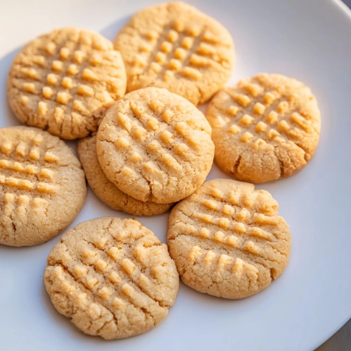 Golden-brown keto butter cookies with a crisscross pattern rest on a cooling rack, showcasing their tender texture.