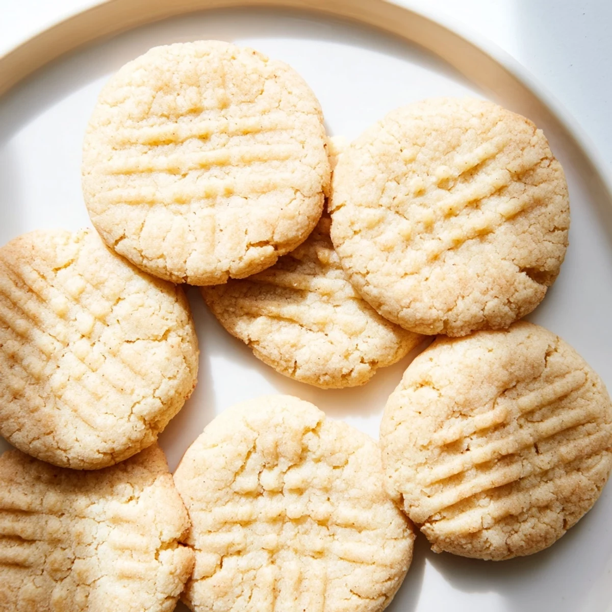 A plate of freshly baked keto butter cookies offers a rich buttery scent and a low-carb dessert option.