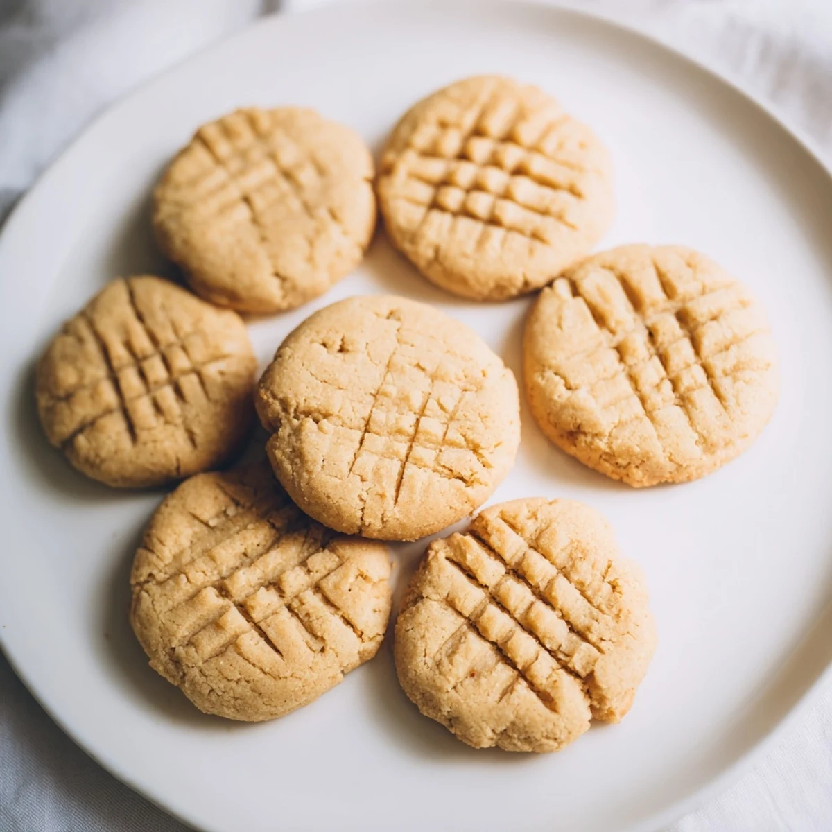 Close-up of keto butter cookies on parchment paper, highlighting their melt-in-your-mouth quality and almond flour texture.