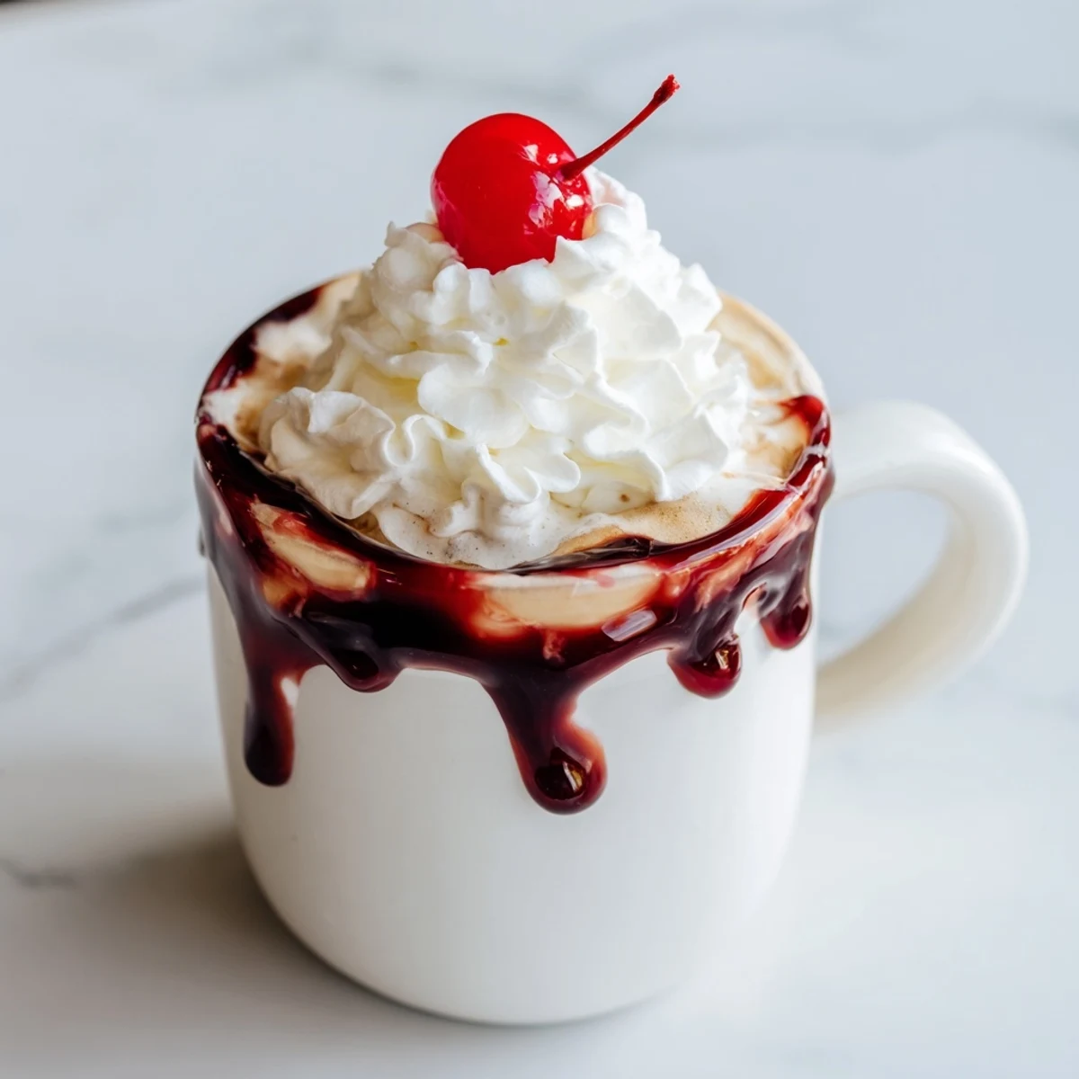 Creamy Viral Cherry Vanilla Latte with a swirl of rich espresso and sweet cherry syrup.