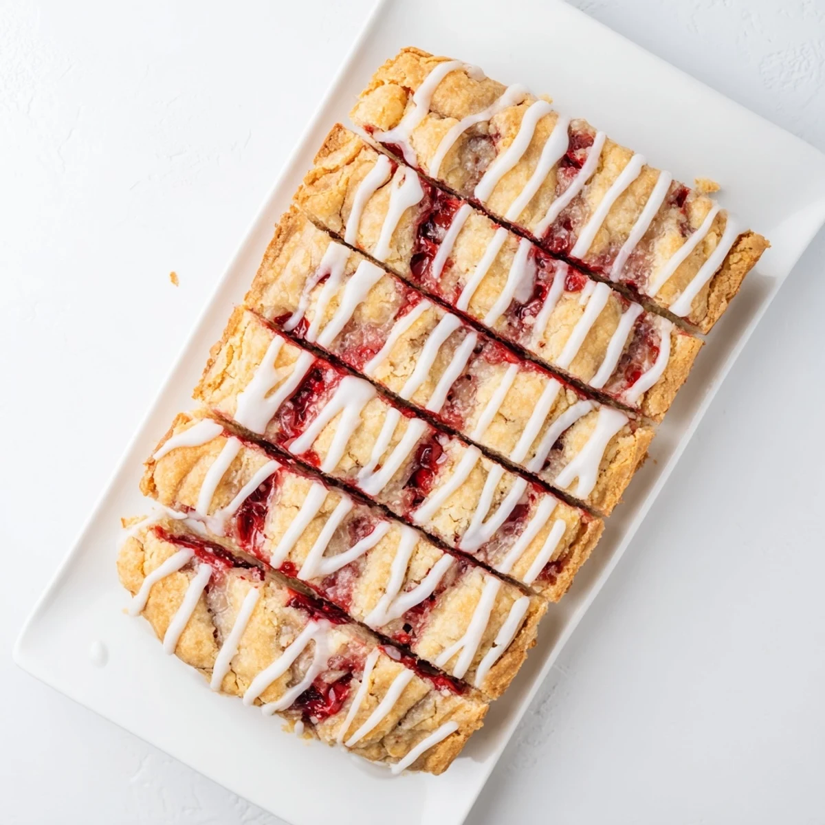 Easy Cherry Pie Bars display vibrant red cherry filling peeking through a buttery crust.