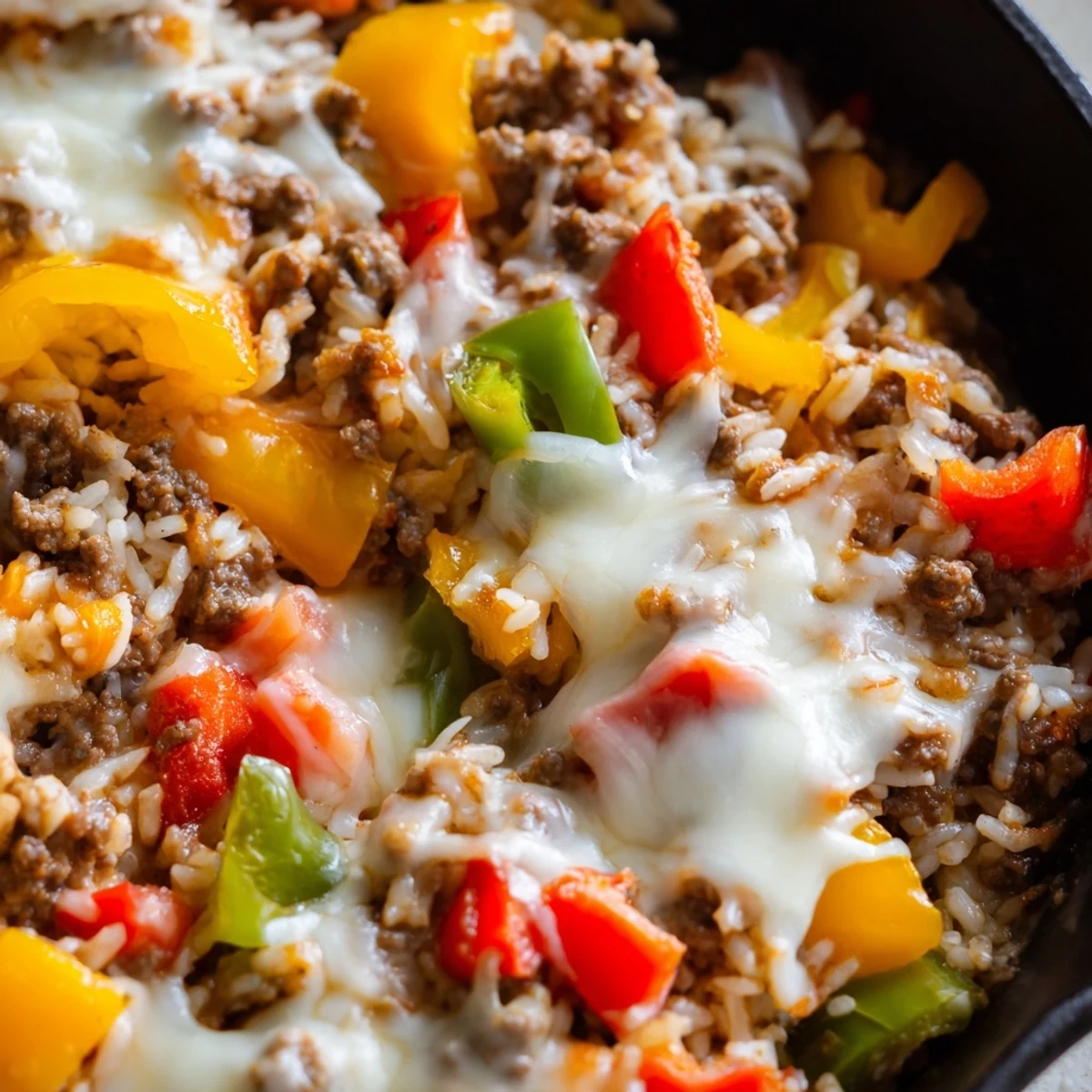 Serving the Unstuffed Pepper Skillet hot with a side salad makes a colorful, family-friendly weeknight dinner.