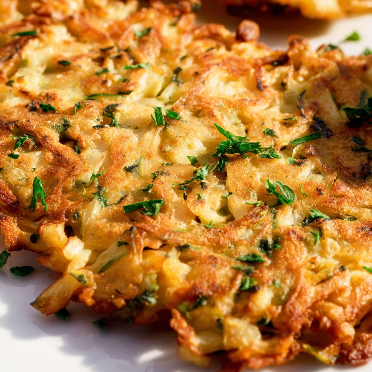 A close-up view of a bitten Chickpea Zucchini Fritter revealing a moist interior with grated zucchini and mashed chickpeas, served with lemon wedges.