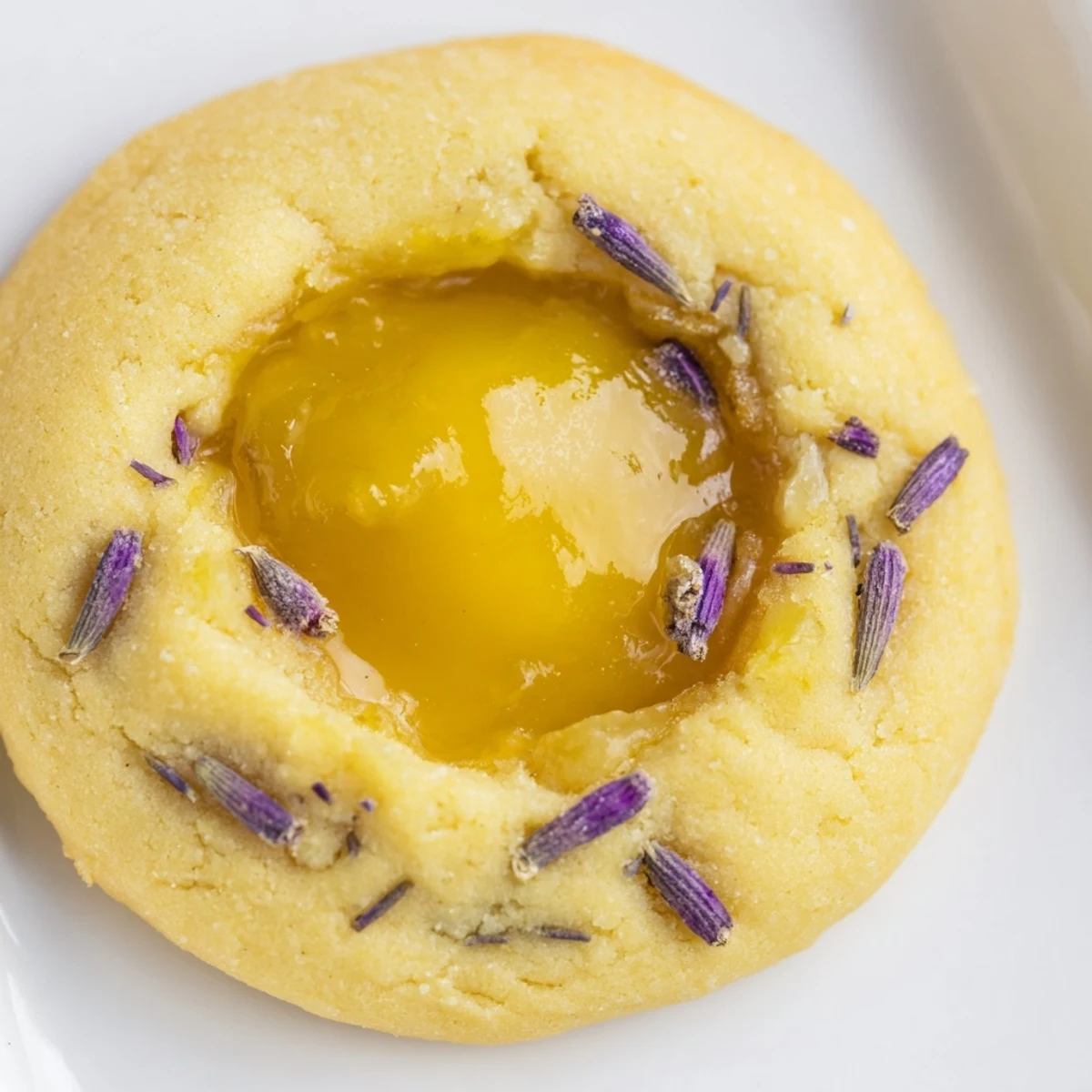 Buttery lemon lavender thumbprint cookies arranged on a wire cooling rack with powdered sugar dusting