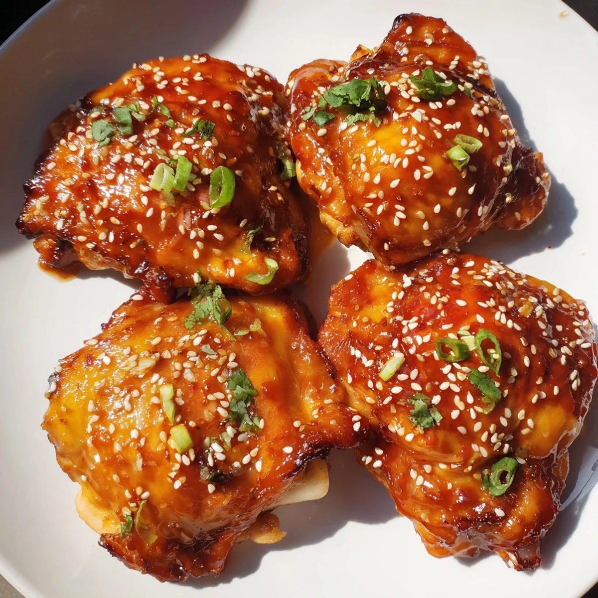 Juicy crispy chicken thighs coated in sticky sweet chili glaze cooked to perfection in air fryer