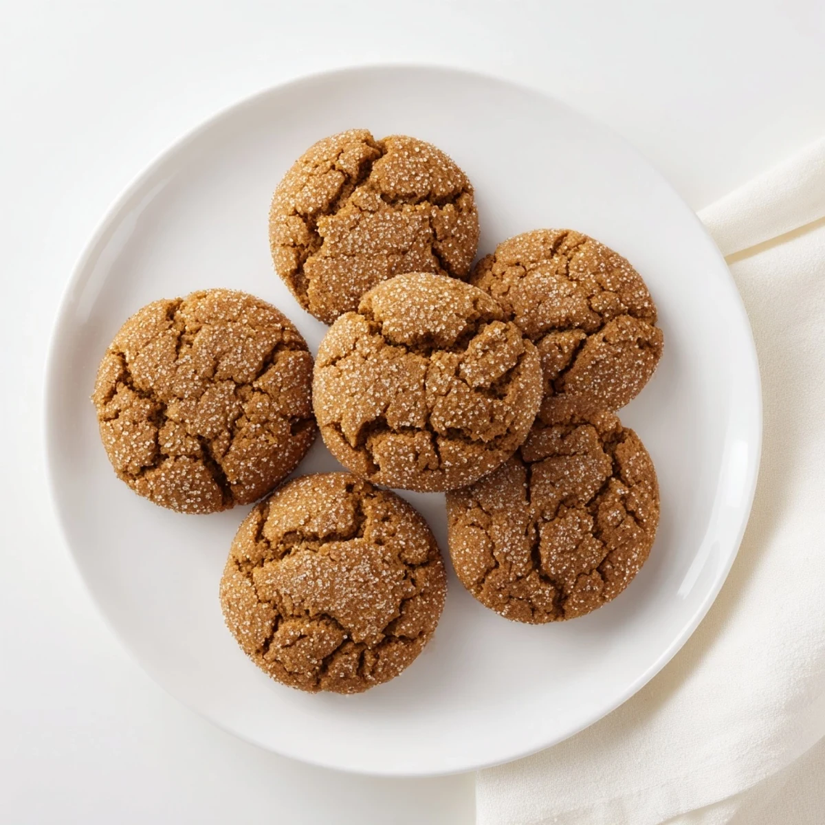 Spicy warm gingersnap cookies fresh from the oven with visible cracked texture