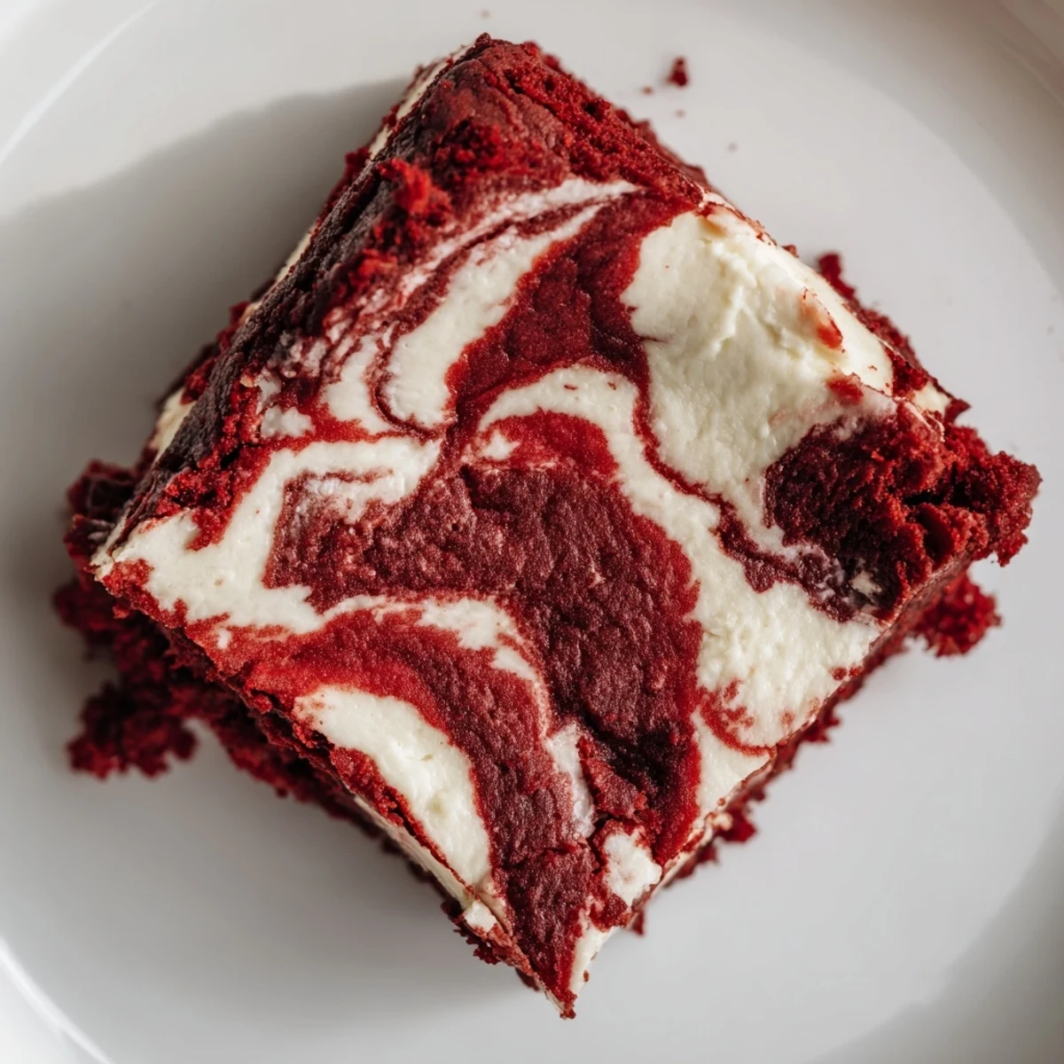 Mini red velvet brownie bites featuring a rich crimson color and sweet cream cheese swirl