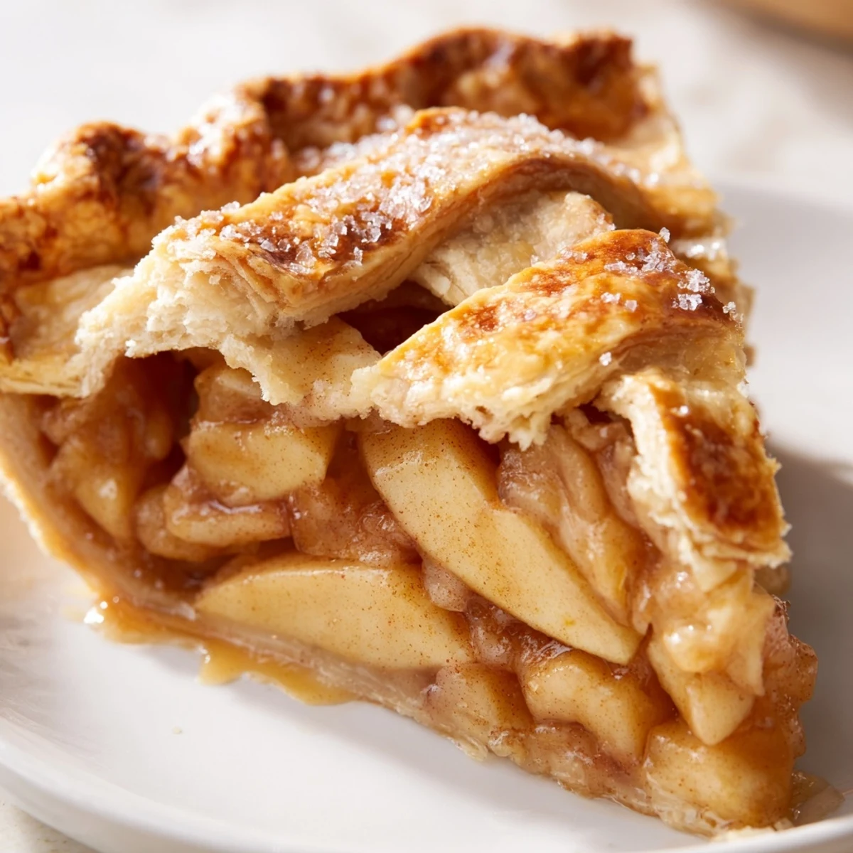 Classic apple pie cooling on wire rack with golden brown lattice crust and steam escaping