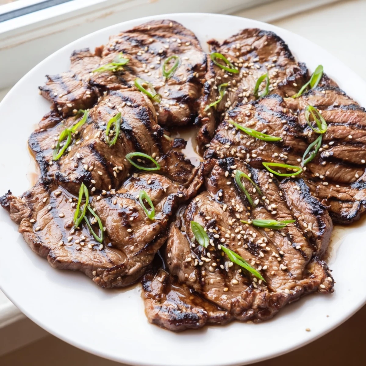Tender beef yakiniku glazed in savory soy marinade grilling to perfect smoky perfection