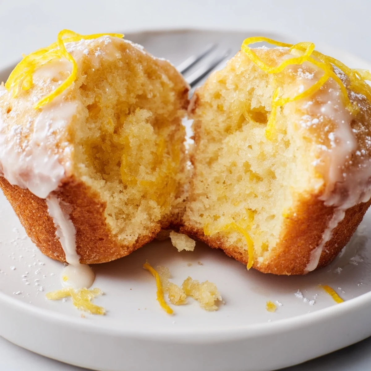 Warm Glazed Lemon Ginger Muffins, zesty lemon aroma, perfect with tea  