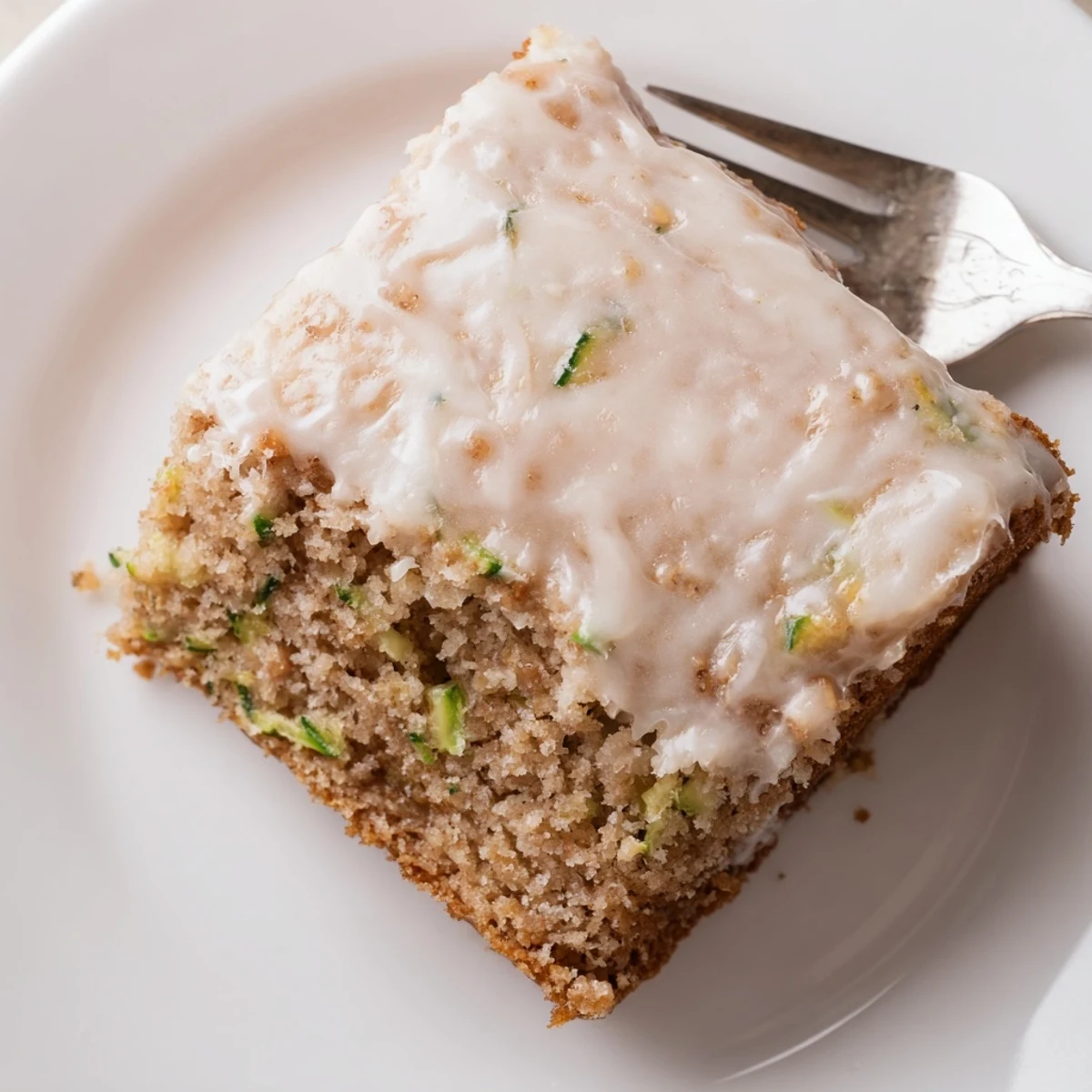 Freshly iced Zucchini Cake With Brown Sugar Icing served beside a coffee mug