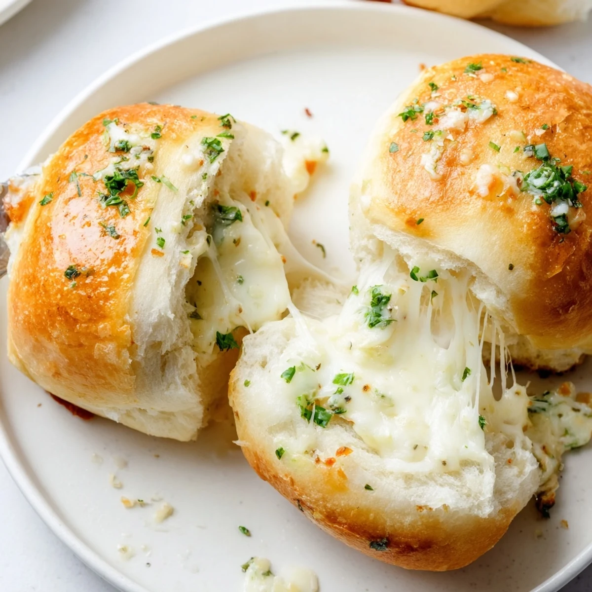 Buttery Cheese Garlic Rolls steaming, golden crust with oozing melted cheese