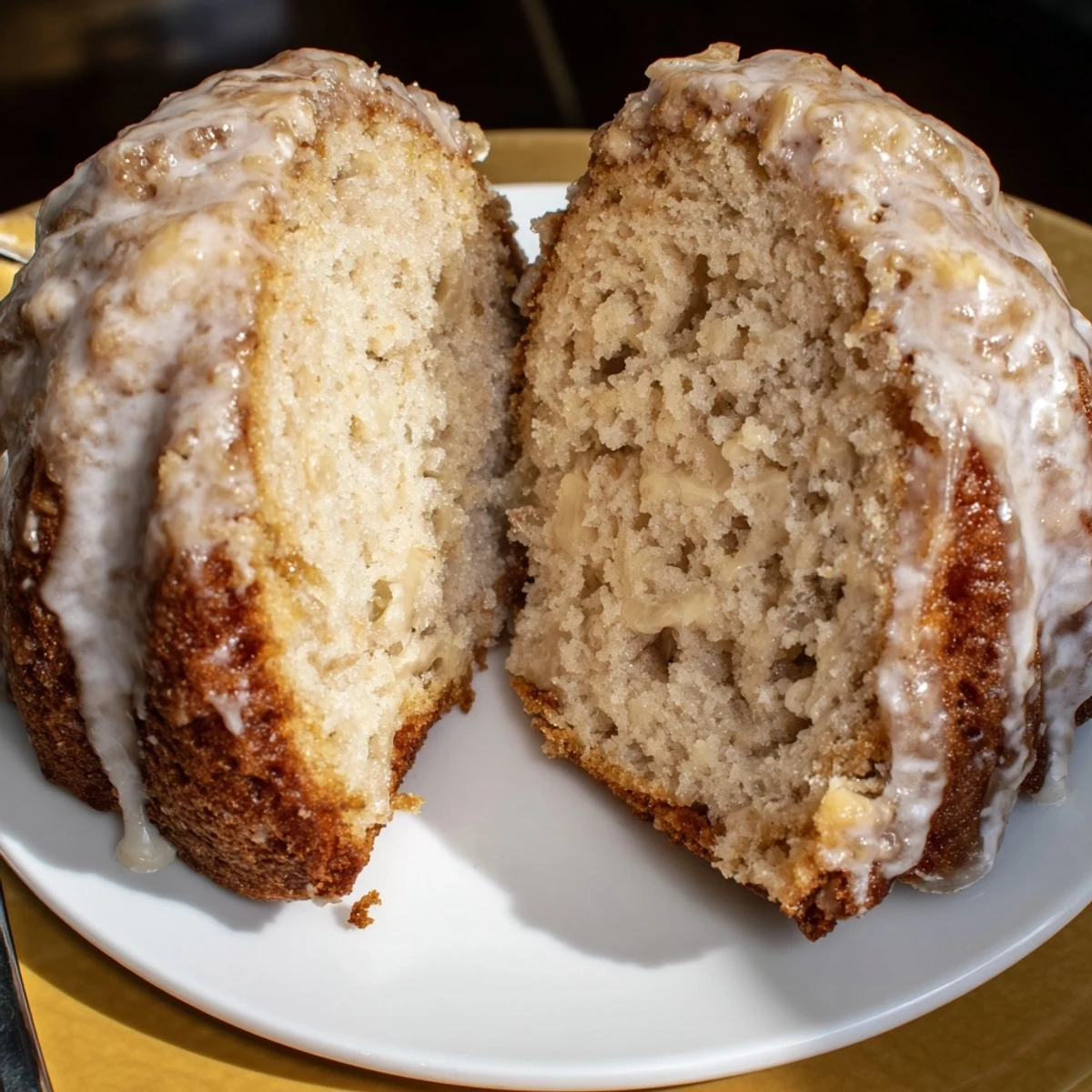 Stack of Banana Donuts dusted with powdered sugar, tender, perfect with coffee