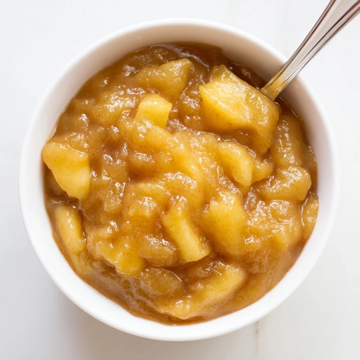 Spreading Fall Caramel Apple Jam on warm toast, tart apple chunks visible