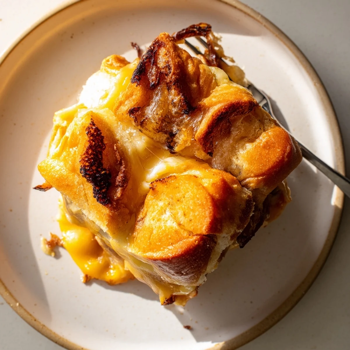 Warm Mini Grilled Cheese Hawaiian Rolls sliced into bites, served with tomato soup