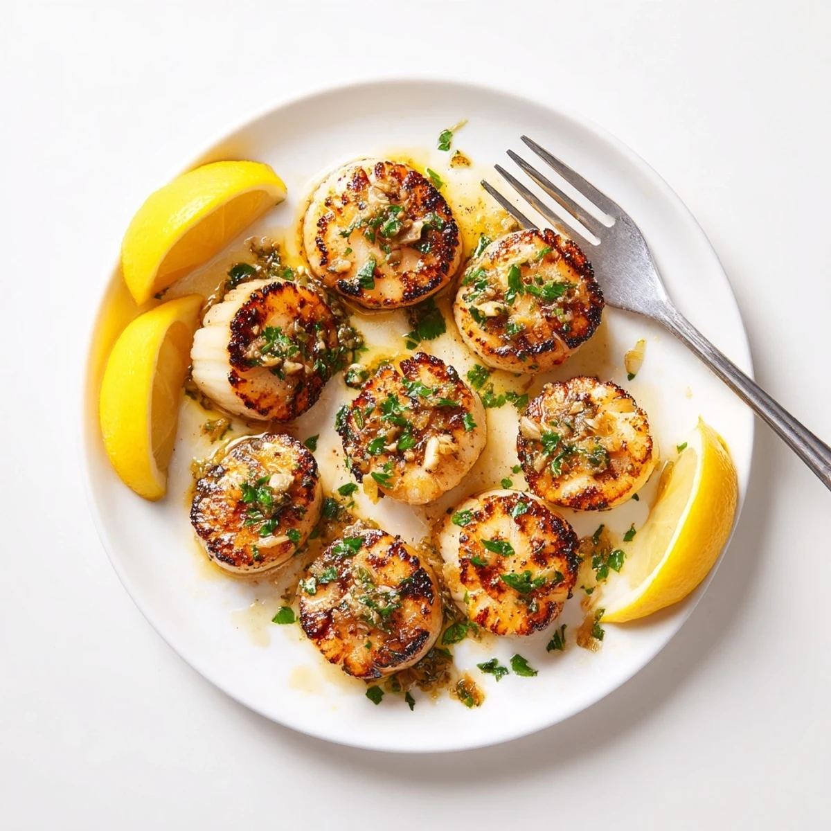 Succulent grilled scallops with a caramelized crust, ready for an elegant seafood dinner