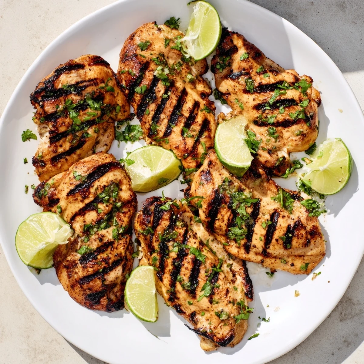 Juicy chicken thighs marinated in zesty lime and cilantro sizzling on the grill