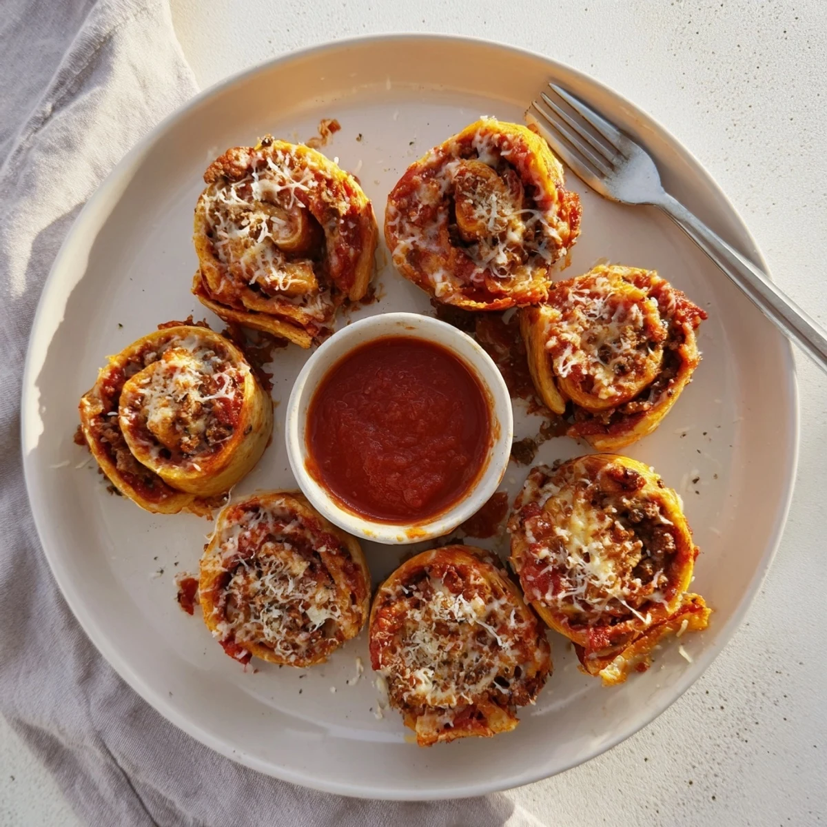 Savory low-carb beef roll ups stuffed with pepperoni and bubbling cheese, fresh from oven