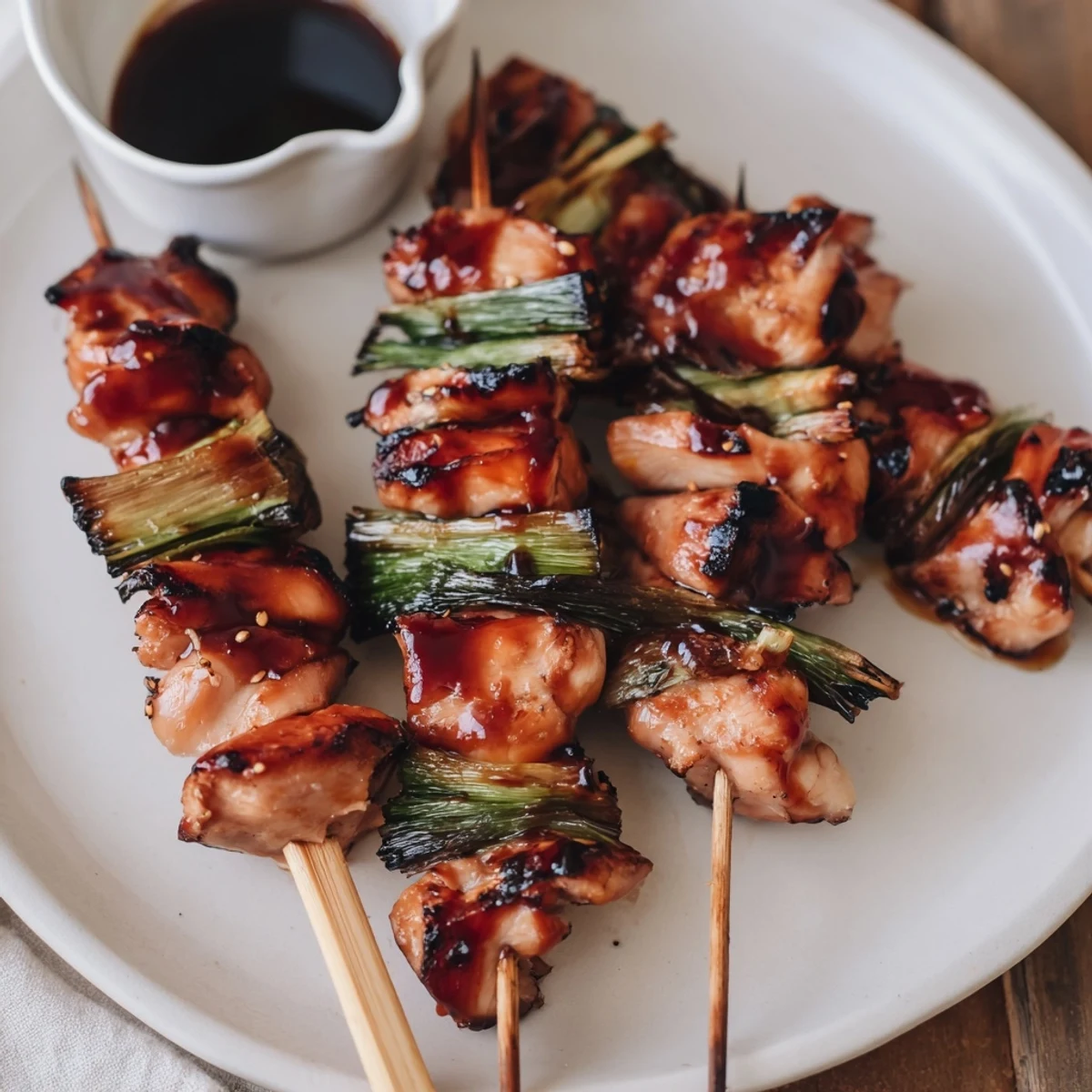 Weeknight Japanese Chicken Yakitori Recipe served with steamed rice and chilled beer