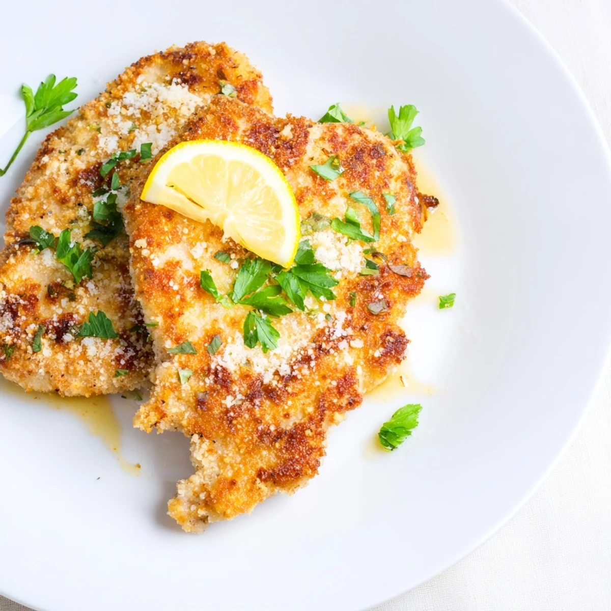 Lemon Chicken Romano sizzling golden in skillet, topped with zesty lemon butter