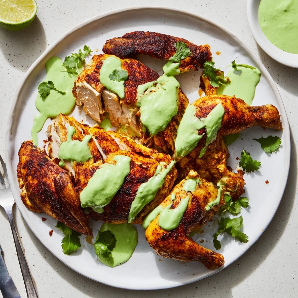 Golden roasted Peruvian Chicken Delight with crispy herb-marinated skin fresh from the oven