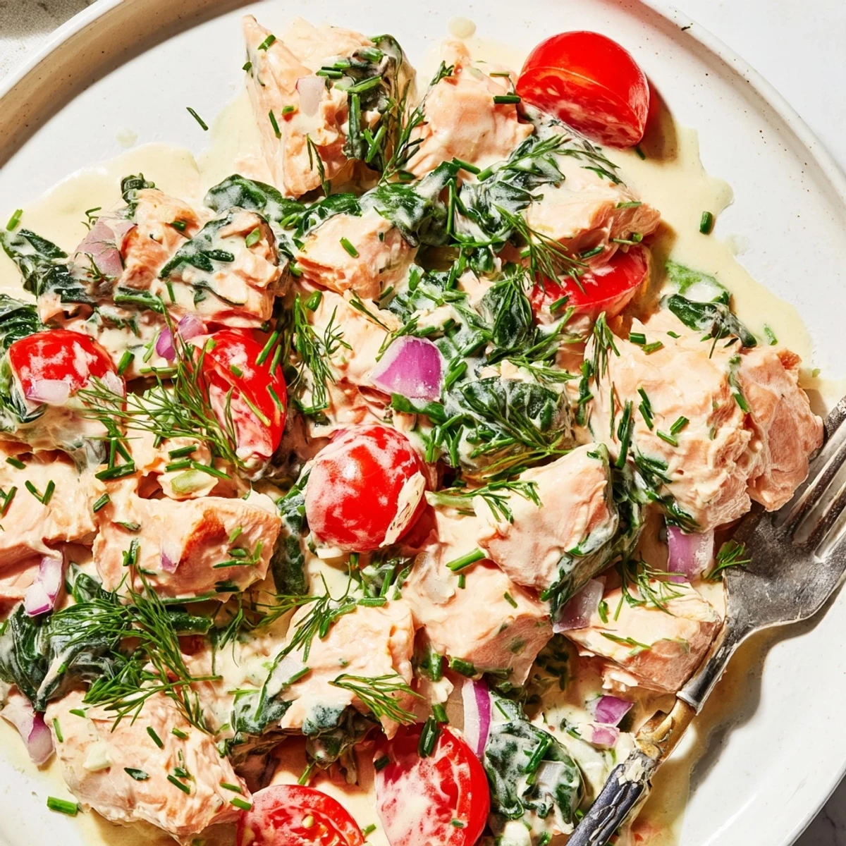 Healthy Creamy Leftover Salmon